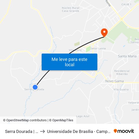 Serra Dourada | Qd. 28 to Universidade De Brasília - Campus Do Gama map