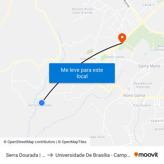 Serra Dourada | Qd. 22 to Universidade De Brasília - Campus Do Gama map