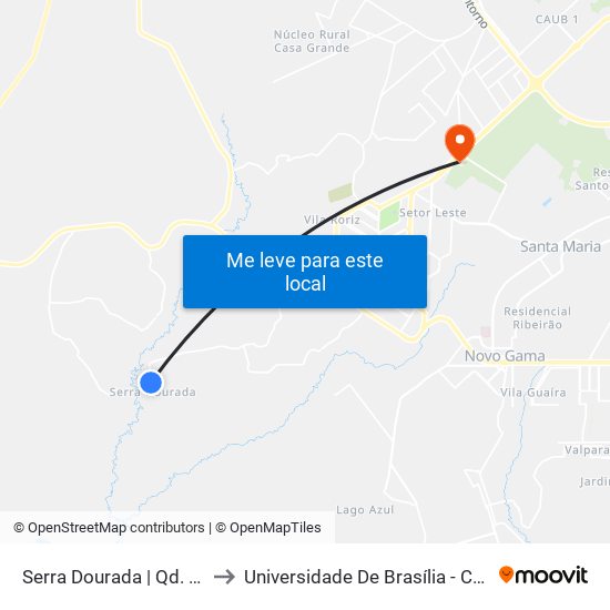 Serra Dourada | Qd. 28 (Sacolão) to Universidade De Brasília - Campus Do Gama map