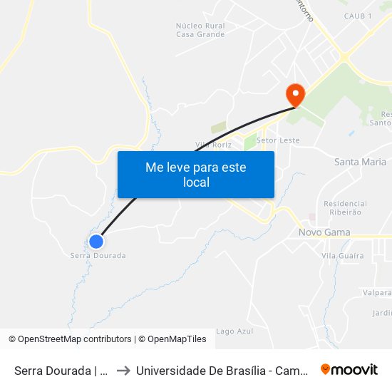 Serra Dourada | Qd. 29b to Universidade De Brasília - Campus Do Gama map