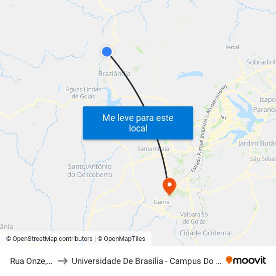 Rua Onze, 32 to Universidade De Brasília - Campus Do Gama map