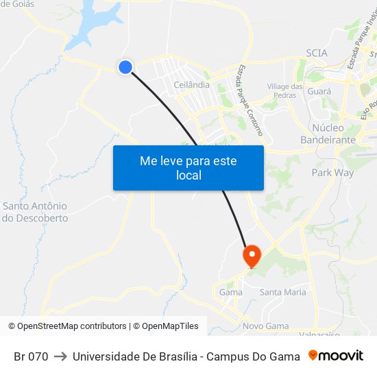 Br 070 to Universidade De Brasília - Campus Do Gama map