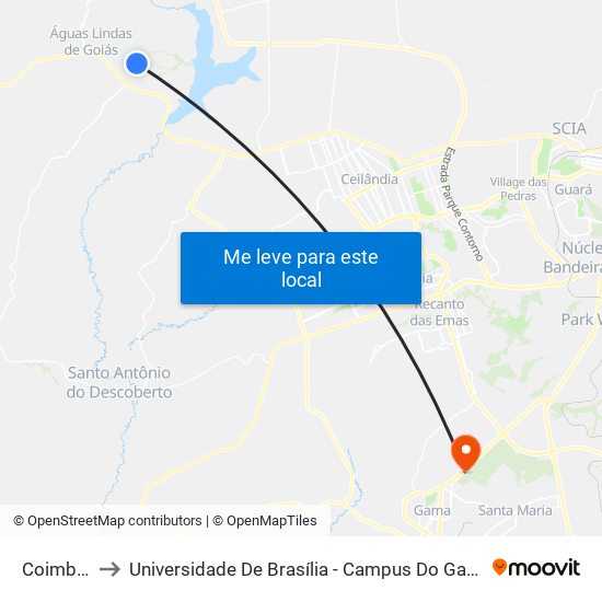 Coimbra to Universidade De Brasília - Campus Do Gama map