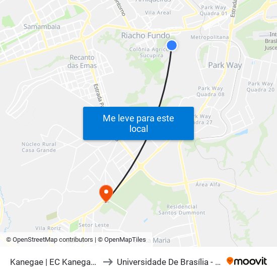 Kanegae | EC Kanegae »Bandeirante» to Universidade De Brasília - Campus Do Gama map