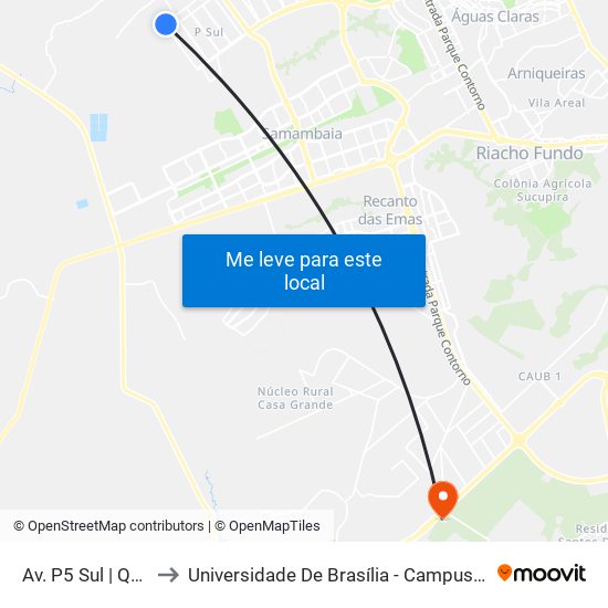 Av. P5 Sul | Qnp 24 to Universidade De Brasília - Campus Do Gama map