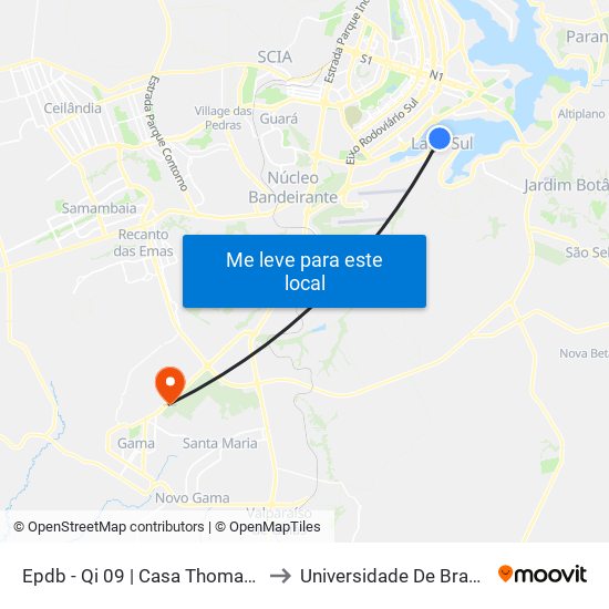 Epdb - Qi 09 | Casa Thomas Jefferson / Igreja Ortodoxa to Universidade De Brasília - Campus Do Gama map