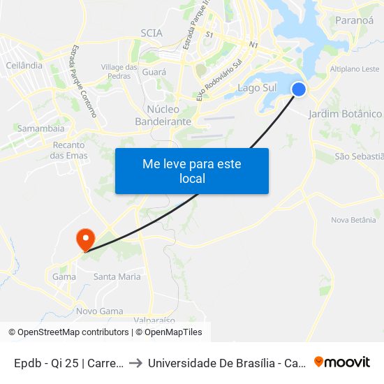 Epdb - Qi 25 | Carrefour Bairro to Universidade De Brasília - Campus Do Gama map