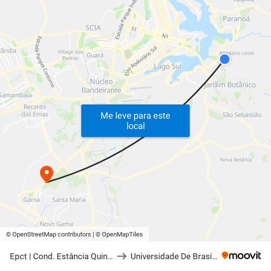 Epct | Cond. Estância Quintas Da Alvorada «Oposto» to Universidade De Brasília - Campus Do Gama map