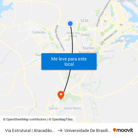 Via Estrutural | Atacadão Drogacenter (Rua 10a) to Universidade De Brasília - Campus Do Gama map