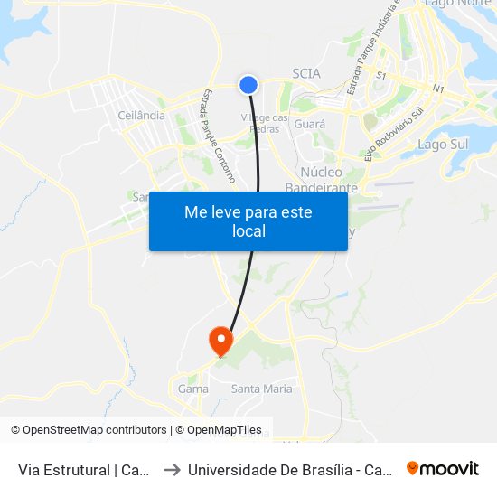 Via Estrutural | Castelo Forte to Universidade De Brasília - Campus Do Gama map