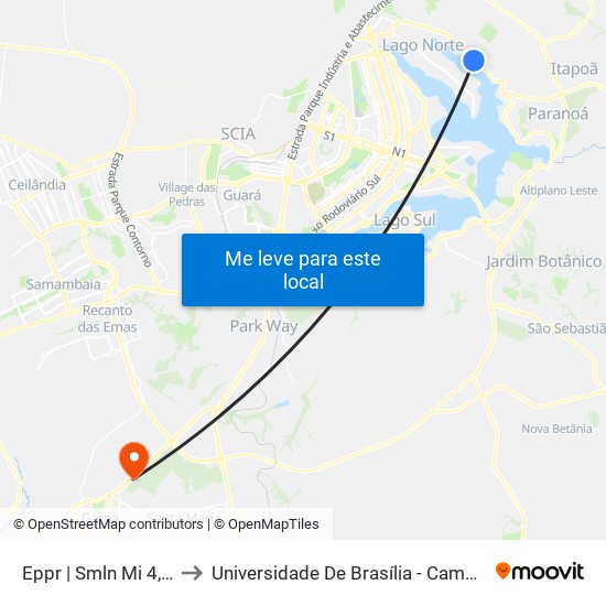 Eppr | Smln Mi 4, Conj. 2 to Universidade De Brasília - Campus Do Gama map