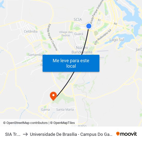 SIA Tr. 5 to Universidade De Brasília - Campus Do Gama map