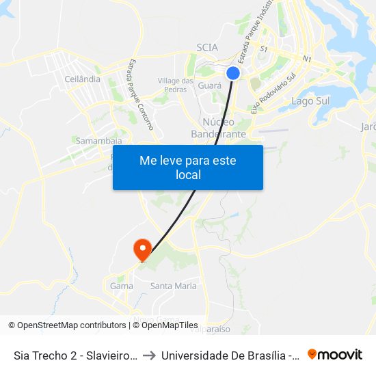 Sia Trecho 2 - Slavieiro/Premier Nissan to Universidade De Brasília - Campus Do Gama map