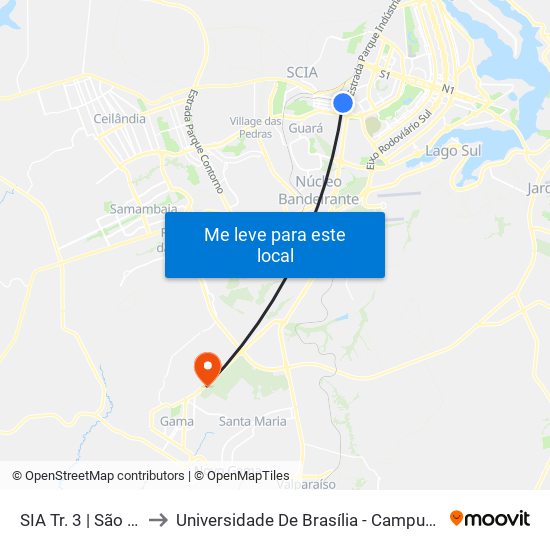 Sia Trecho 3 - São Jorge to Universidade De Brasília - Campus Do Gama map