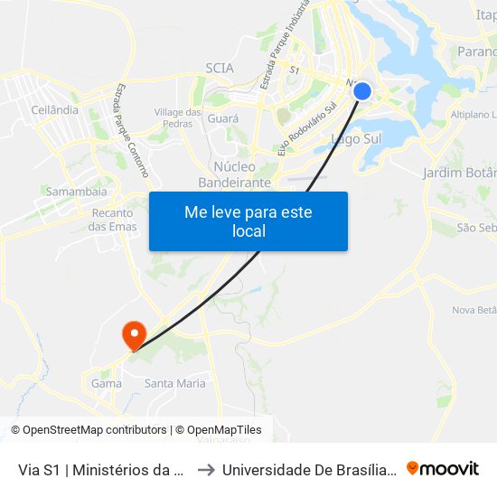 Via S1 | Ministérios Da Agricultura / Economia to Universidade De Brasília - Campus Do Gama map