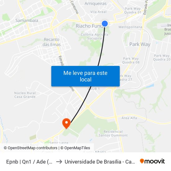Epnb | Qn1 / Ade (Plato Flex) to Universidade De Brasília - Campus Do Gama map