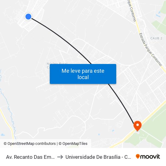 Av. Recanto Das Emas | Qd. 310 to Universidade De Brasília - Campus Do Gama map