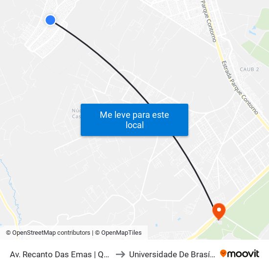 Av. Recanto Das Emas | Qd. 114 (Drogaria Do Povo) to Universidade De Brasília - Campus Do Gama map
