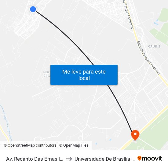Av. Recanto Das Emas | Qd. 113 (Cef 113) to Universidade De Brasília - Campus Do Gama map