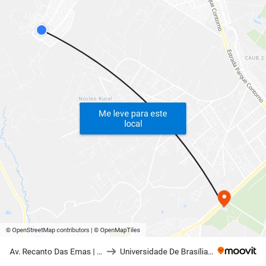 Av. Recanto Das Emas | Qd. 116, Conjunto 6 to Universidade De Brasília - Campus Do Gama map