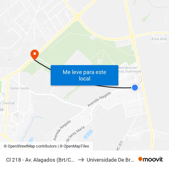 Cl 218 - Av. Alagados (Brt/Colégio Santa Maria/N.S.Aparecida) to Universidade De Brasília - Campus Do Gama map