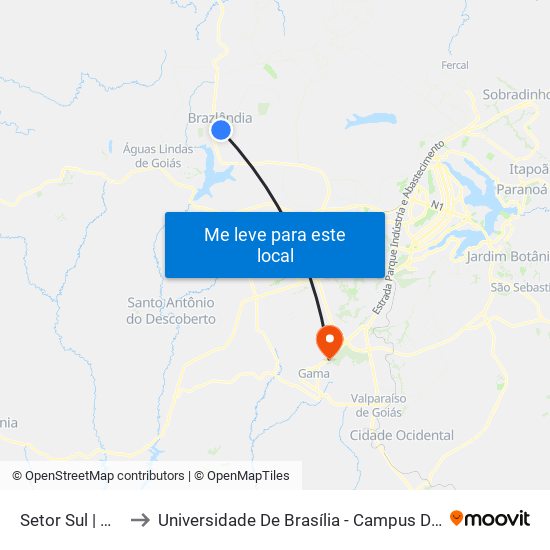 Setor Sul | Qd. 4 to Universidade De Brasília - Campus Do Gama map