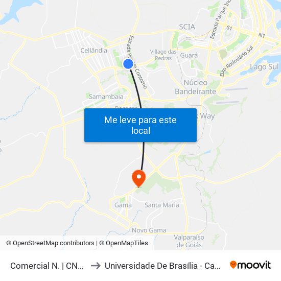 Comercial Norte | Cnb 3 (Inss) to Universidade De Brasília - Campus Do Gama map