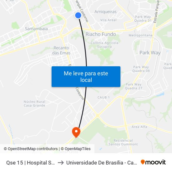 Qse 15 | Hospital Santa Marta to Universidade De Brasília - Campus Do Gama map