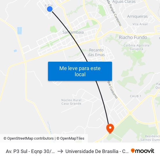 Av. P3 Sul - Eqnp 30/34 (Supercei) to Universidade De Brasília - Campus Do Gama map