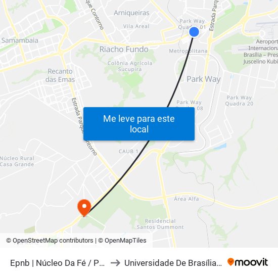 Epnb | Núcleo Da Fé / Paraíba Carne De Sol to Universidade De Brasília - Campus Do Gama map