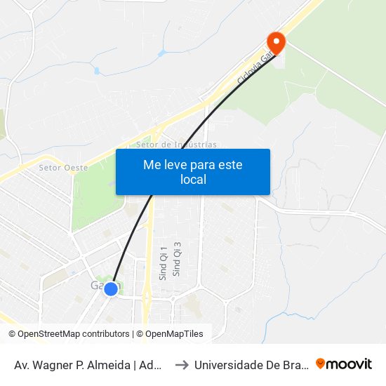 Av. Wagner P. Almeida | Administração / 14ª Dp / A Vila Bar to Universidade De Brasília - Campus Do Gama map