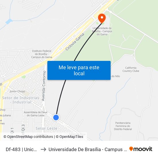 Df-483 | Uniceplac to Universidade De Brasília - Campus Do Gama map