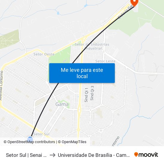 Setor Sul | Senai / Cef 08 to Universidade De Brasília - Campus Do Gama map