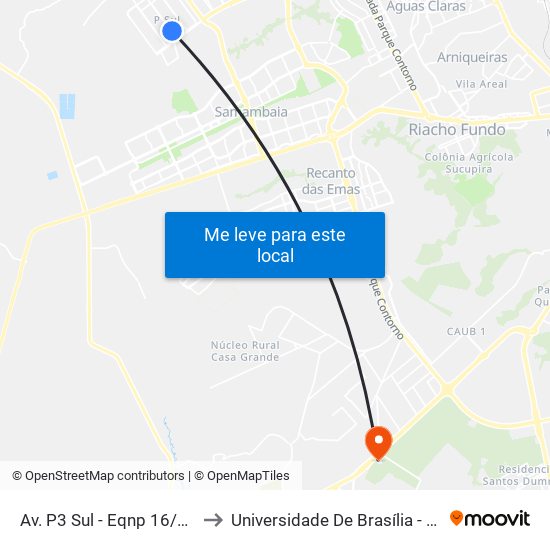 Av. P3 Sul - Eqnp 16/20 (Serve Mais) to Universidade De Brasília - Campus Do Gama map