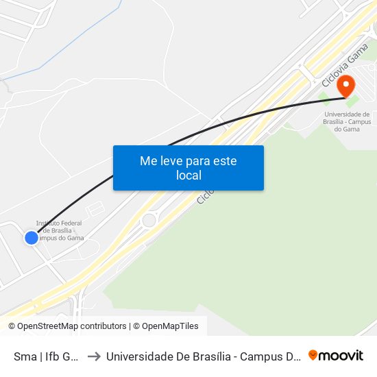 Sma | Ifb Gama to Universidade De Brasília - Campus Do Gama map