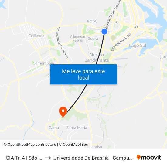 SIA Tr. 4 | São Jorge to Universidade De Brasília - Campus Do Gama map