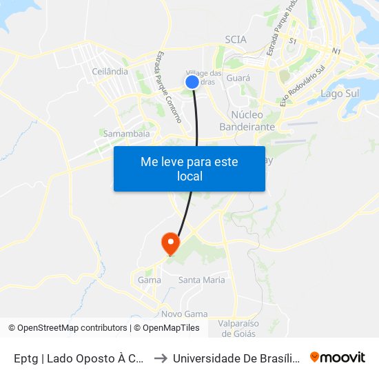 Eptg | Lado Oposto À Churrascaria Búfalo Bill to Universidade De Brasília - Campus Do Gama map