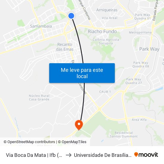 Via Boca Da Mata | Ifb (Sentido Taguatinga) to Universidade De Brasília - Campus Do Gama map