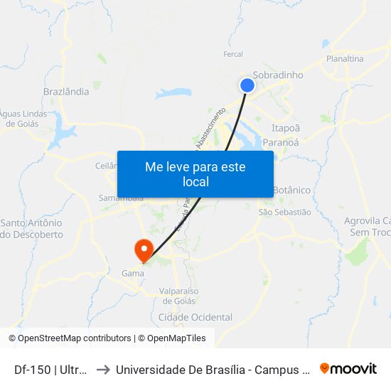 Df-150 | Ultrabox to Universidade De Brasília - Campus Do Gama map