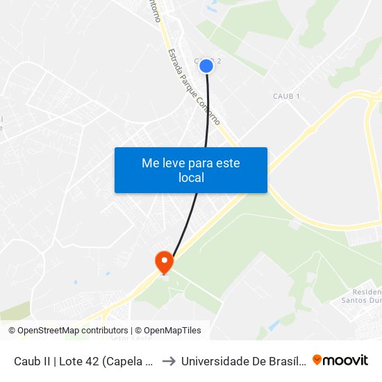 Caub II | Lote 42 (Capela Nss. Senhora Aparecida) to Universidade De Brasília - Campus Do Gama map