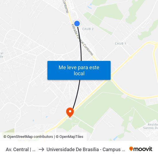 Av. Central | Qs 6 to Universidade De Brasília - Campus Do Gama map