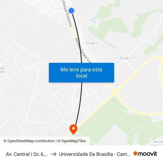 Av. Central | Qc 6, Conj. 11 to Universidade De Brasília - Campus Do Gama map