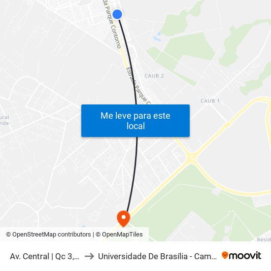 Av. Central | Qc 3, Conj. 11 to Universidade De Brasília - Campus Do Gama map