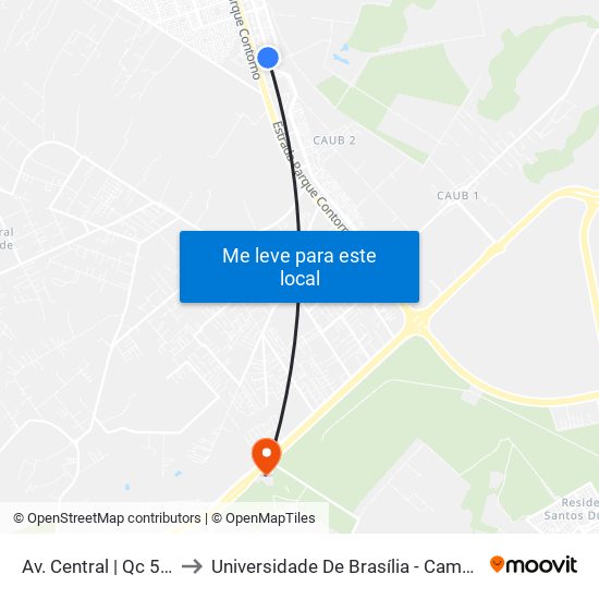 Av. Central | Qc 5, Conj. 9 to Universidade De Brasília - Campus Do Gama map