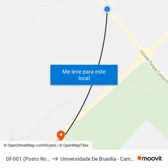 Df-001 (Posto Rodobello) to Universidade De Brasília - Campus Do Gama map