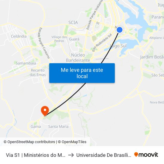 Via S1 | Ministérios do Meio Ambiente / Cultura to Universidade De Brasília - Campus Do Gama map