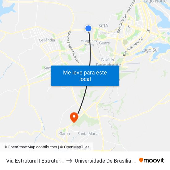 Via Estrutural | Estrutural Vidros (Rua 03) to Universidade De Brasília - Campus Do Gama map