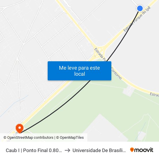 Caub I | Ponto Final 0.806 (Estação Brt Caub) to Universidade De Brasília - Campus Do Gama map