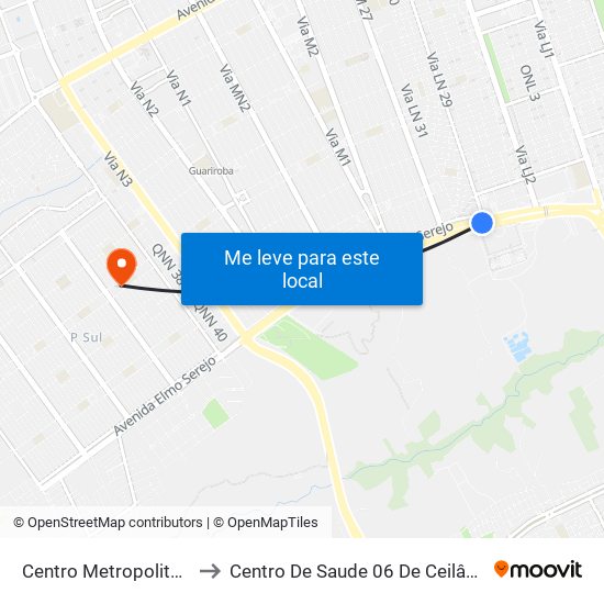 Centro Metropolitano to Centro De Saude 06 De Ceilândia map