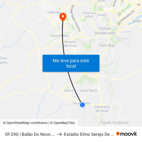 Df-290 | Balão Do Novo Gama to Estádio Elmo Serejo De Farias map